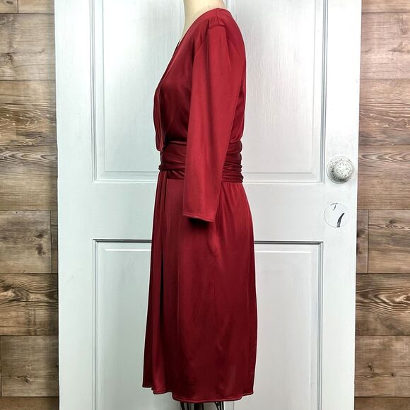 Issa London Silk Jersey Phylis Dress Burgundy Royal Engagement Princess Kate Sz8 - Picture 5 of 13